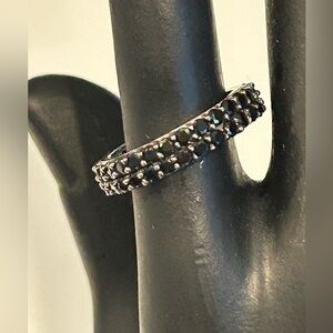 .925 Sterling and Black Spinel Eternity Band   Sz 9